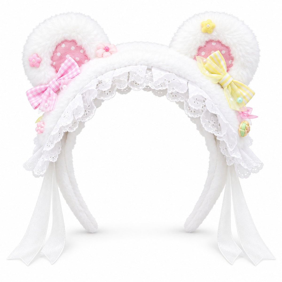 Fluffy Bear Ear Lace Headband