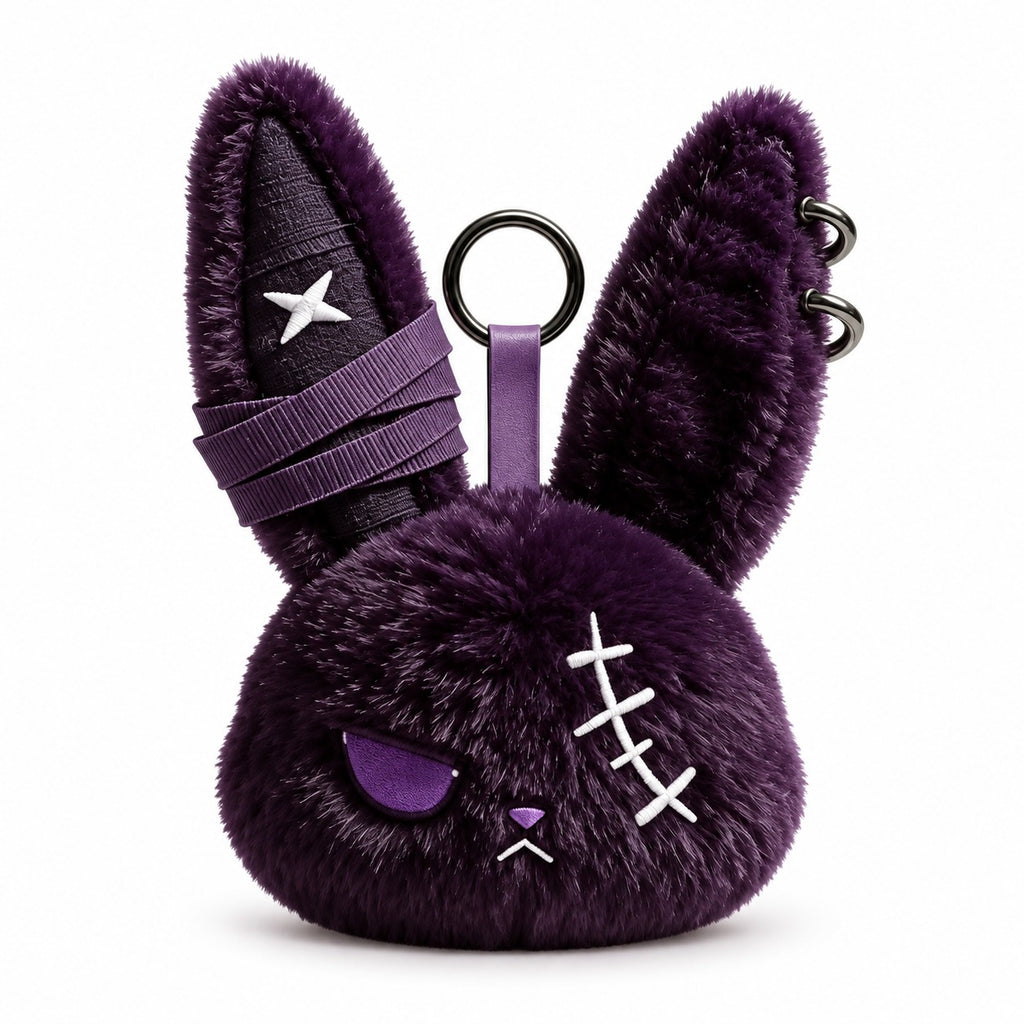 Stitched Gothic Bunny Plush Bag Charm
