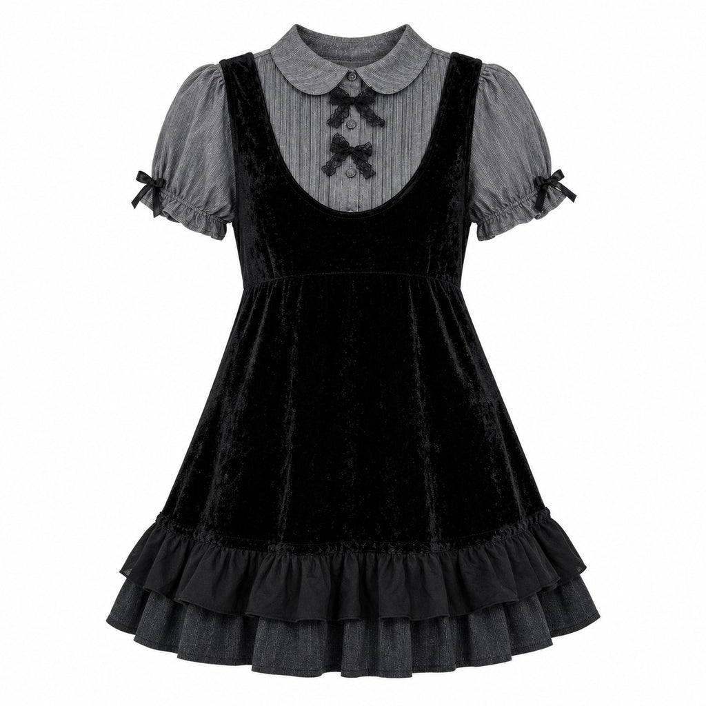 Harajuku Bow Lace Mini Dress - AltBrat