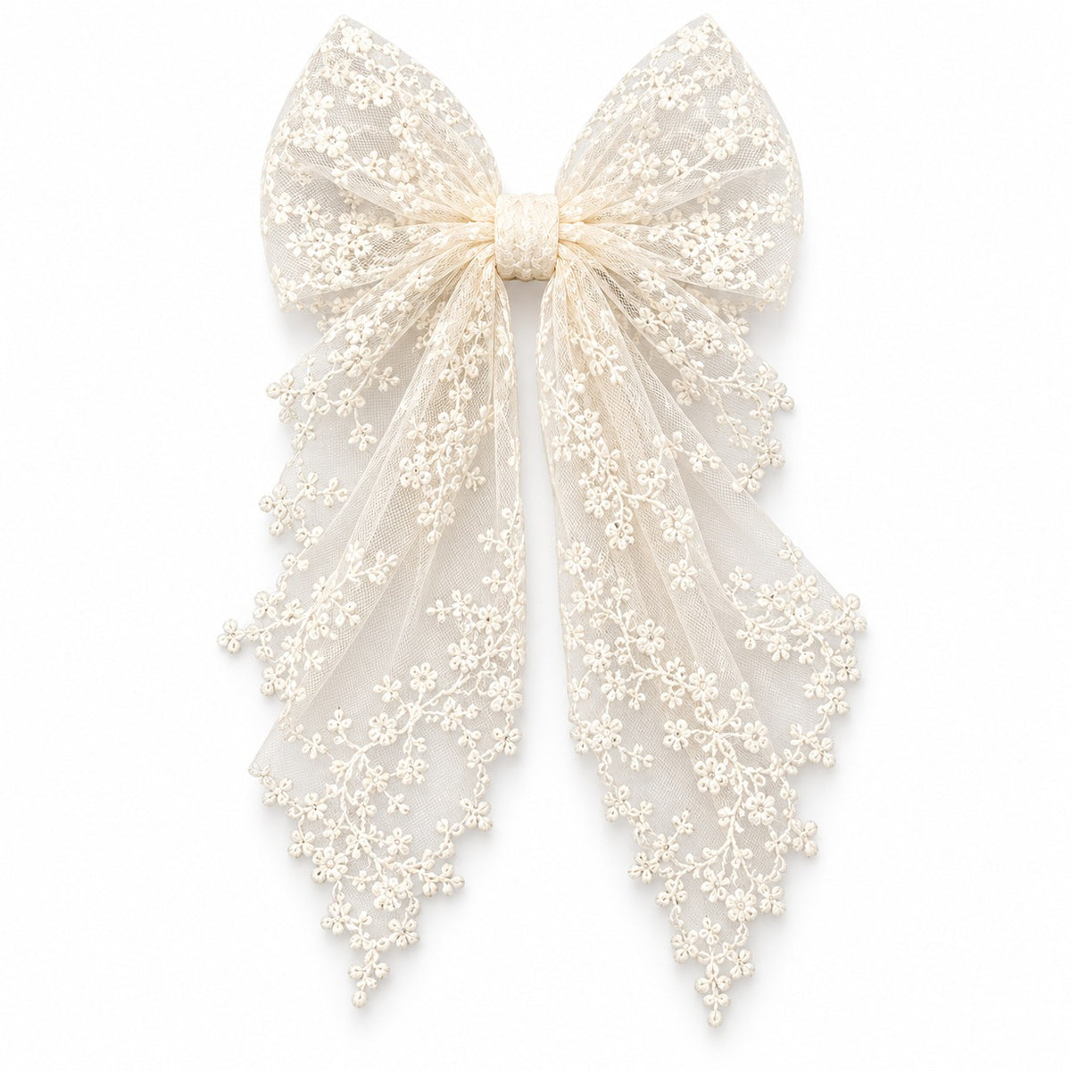 Ivory Lace Bow Hair Clip