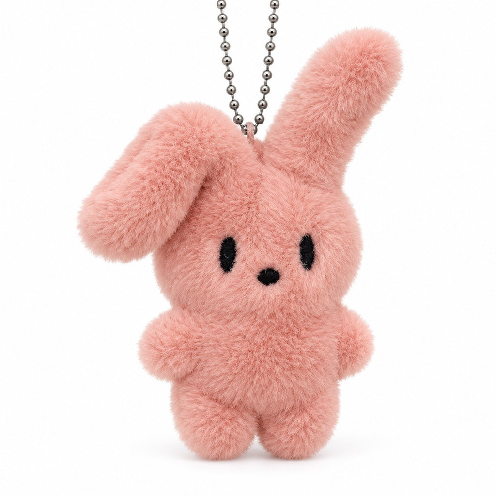 Pink Fluffy Rabbit Plush Keychain