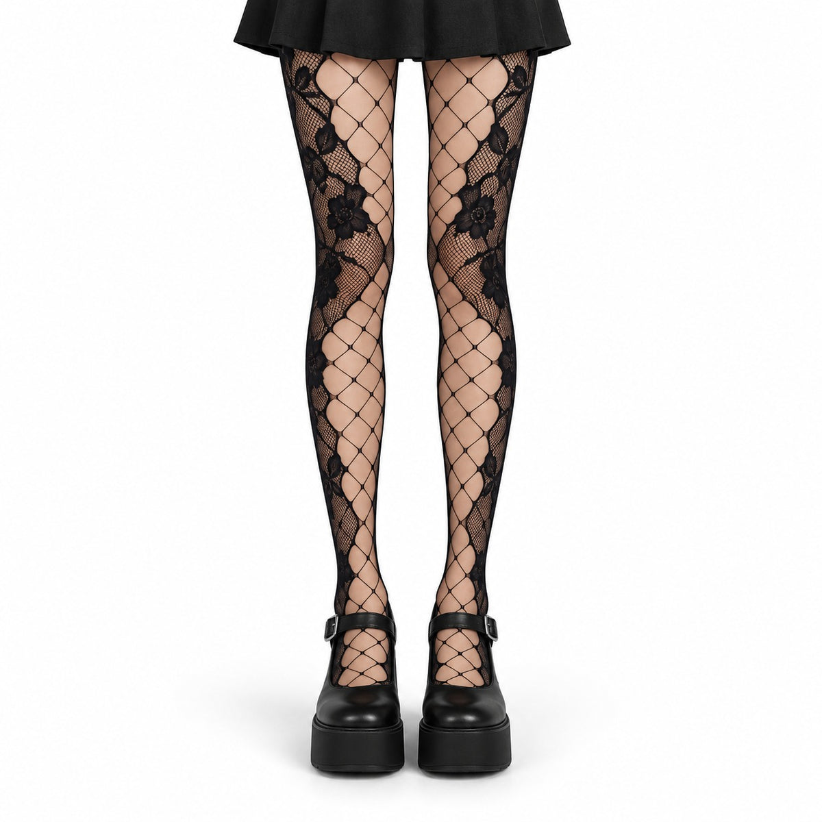 Lace Pattern Fishnet Tights