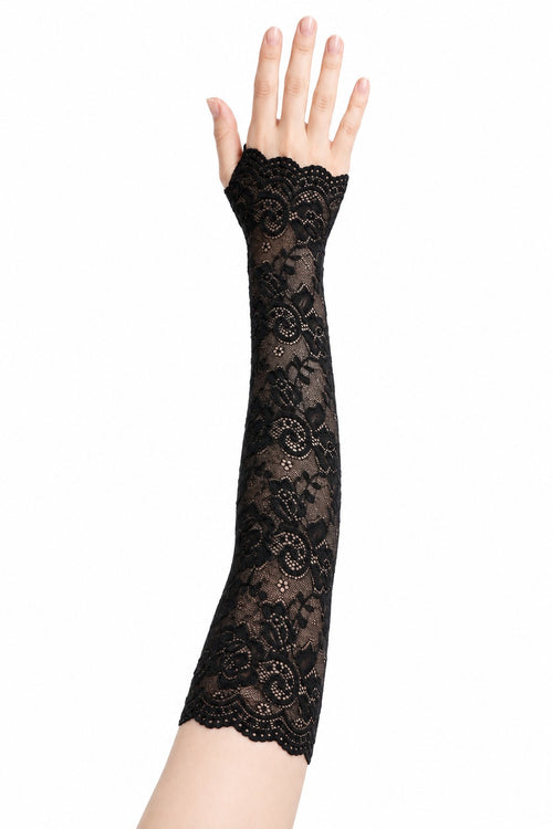 Long Floral Lace Fingerless Gloves