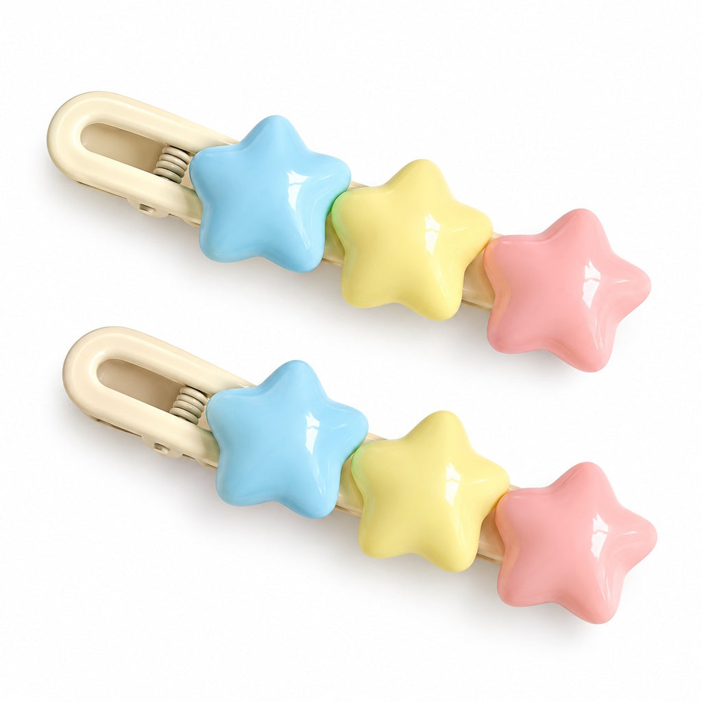Pastel Star Snap Hair Clips