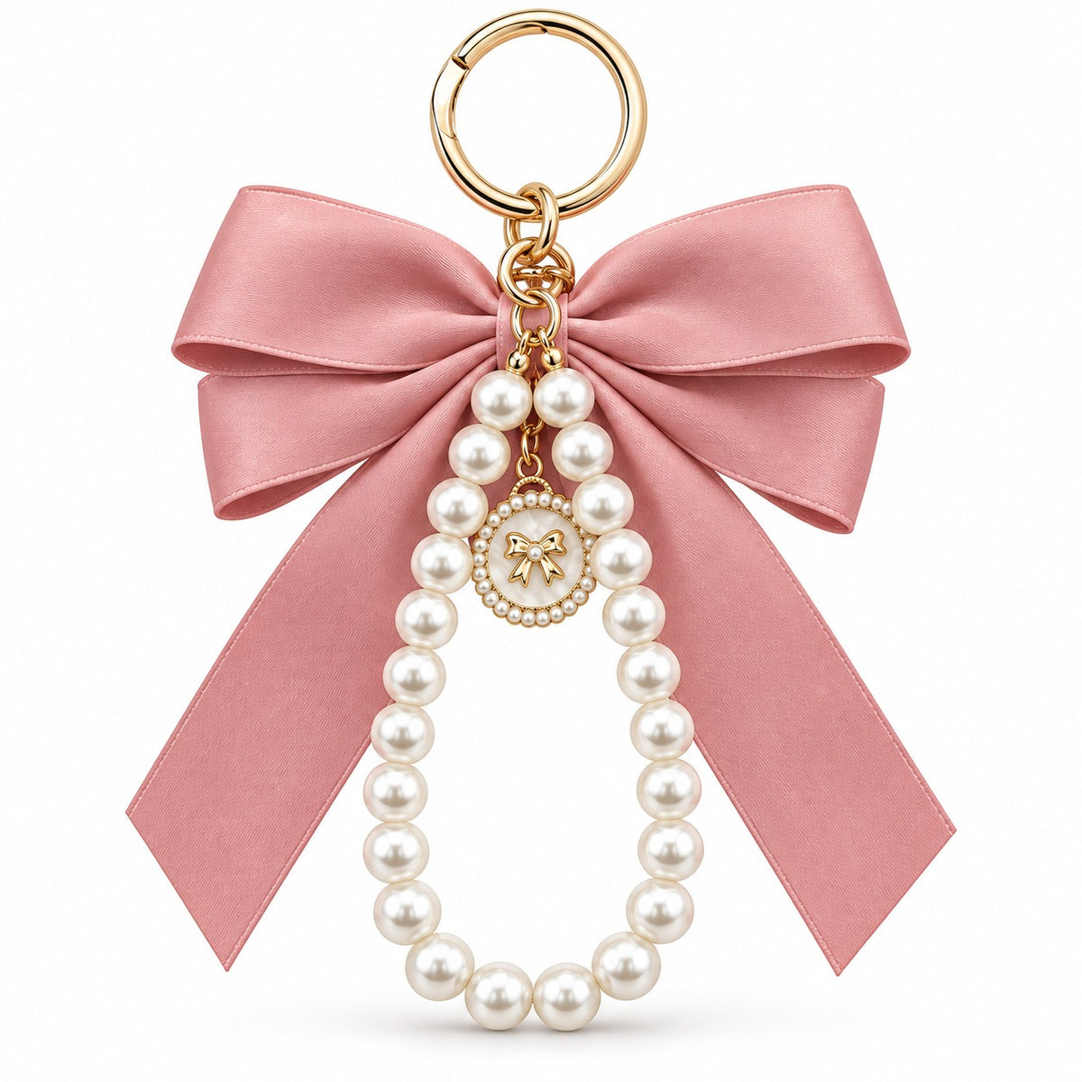 Pearl & Satin Bow Charm Keychain