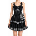 Victorian Plaid Bow JSK Mini Dress worn on model - AltBrat