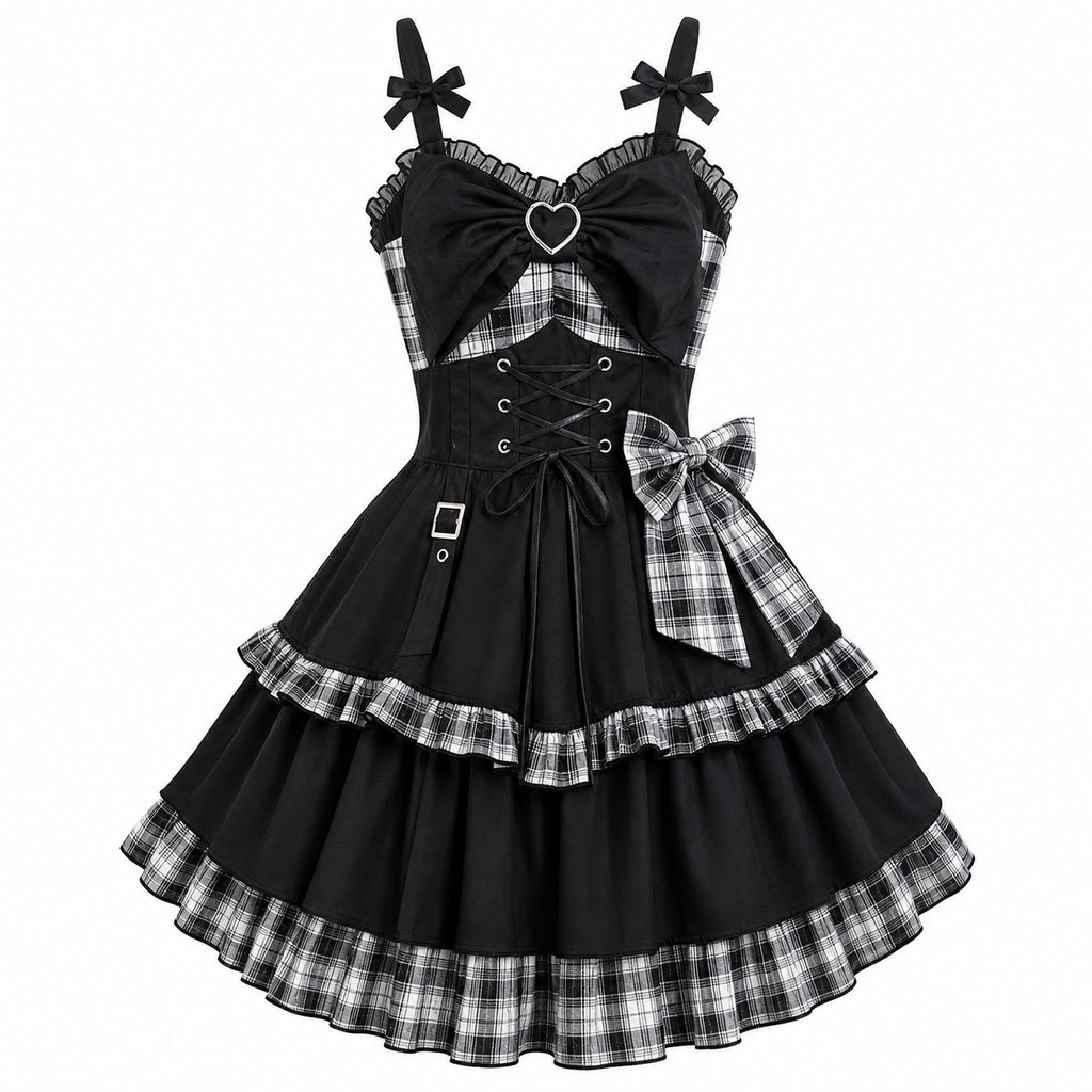 Victorian Plaid Bow JSK Mini Dress product - AltBrat