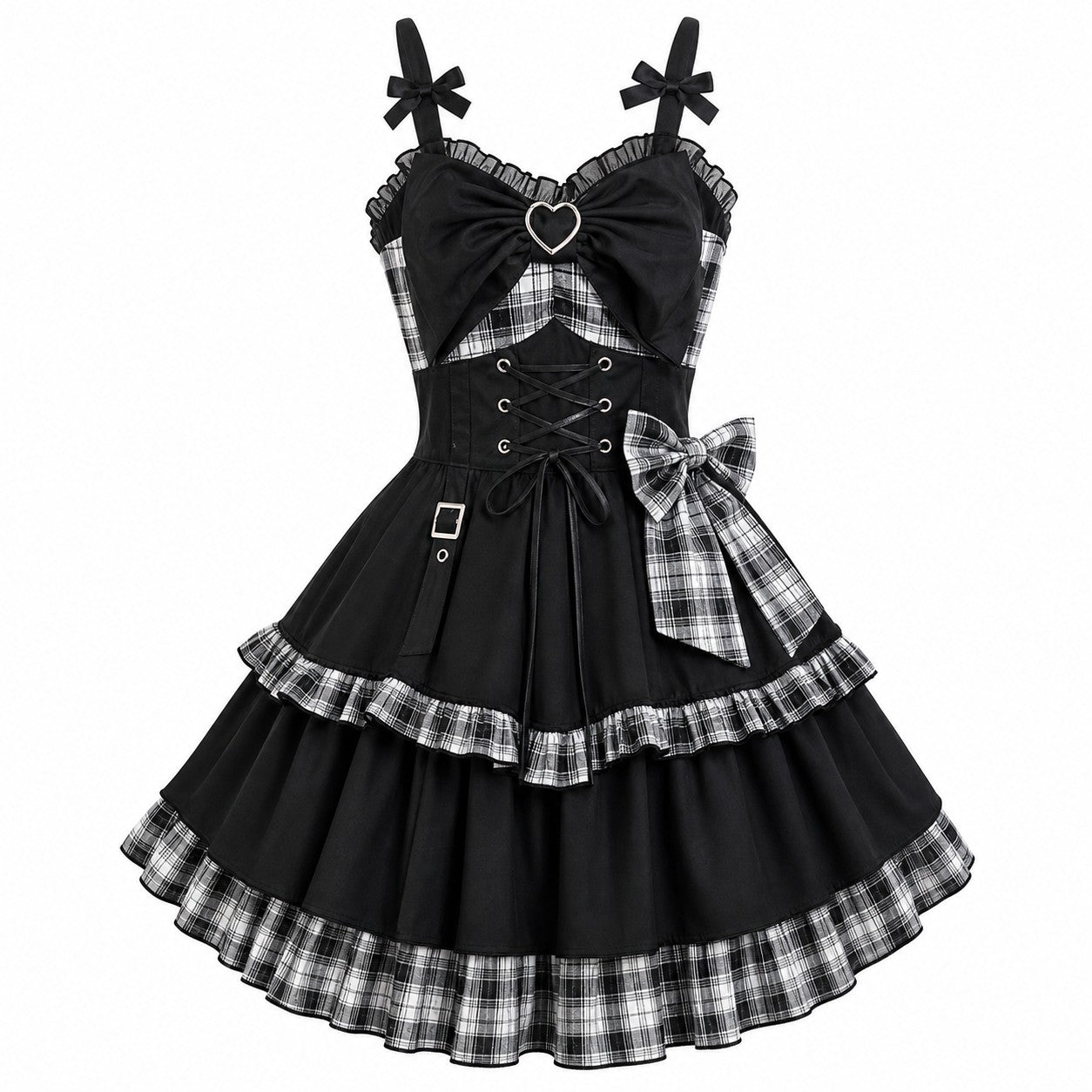 Victorian Plaid Bow JSK Mini Dress product - AltBrat