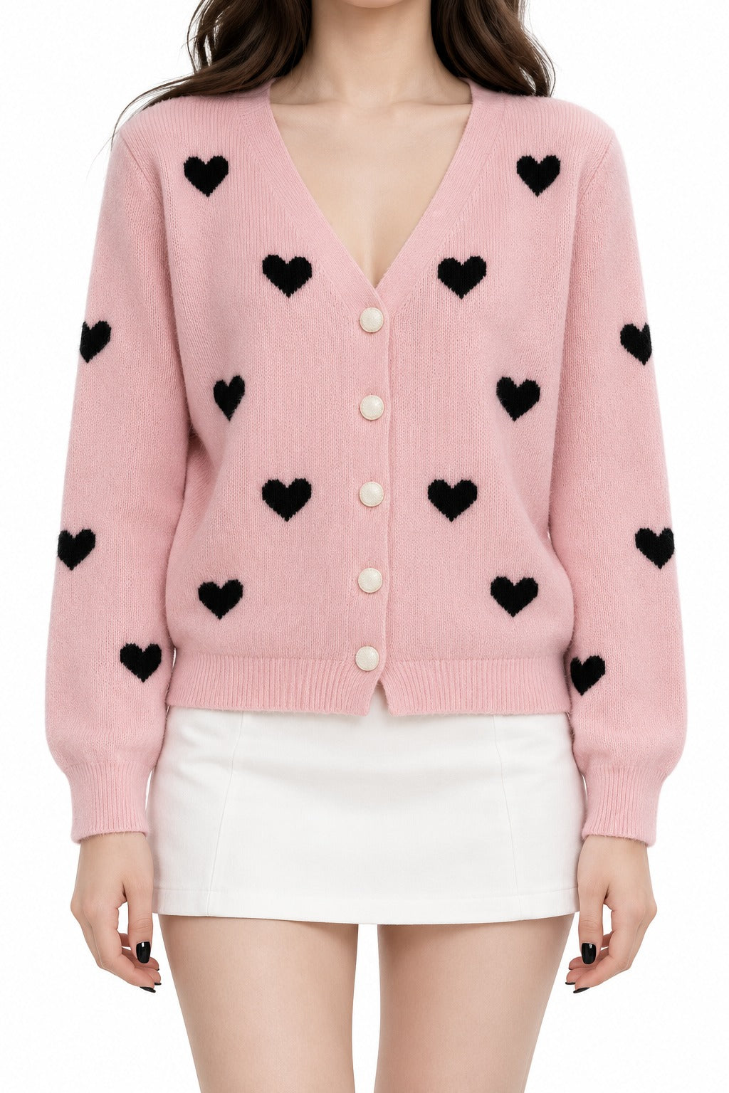 Pink Heart Knit Cardigan