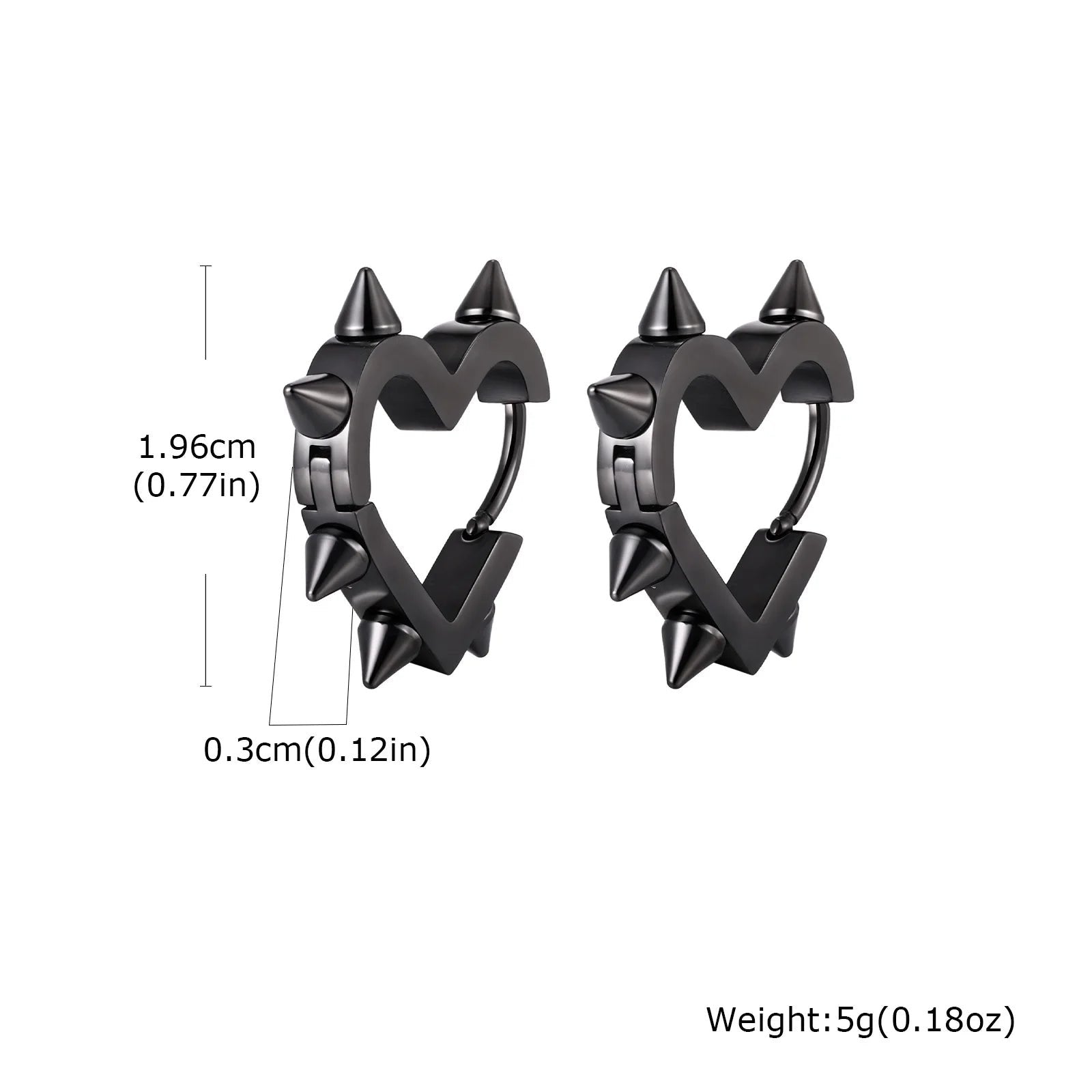 Creative Gothic Punk Rivet Heart Hoop Earrings, Stainless Steel Geometric Piercing Earrings, Unique Cool Jewelry for Par - AltBrat
