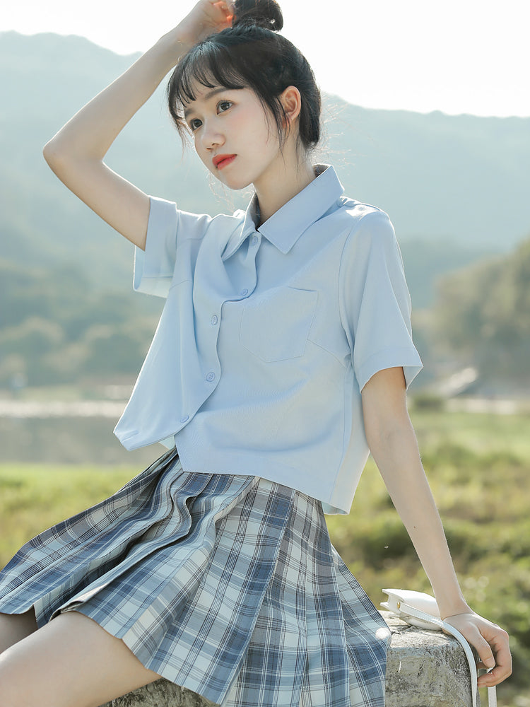 Blue A-Line Pleated Skirt - Skirts detail view 4 | Cute Splikes