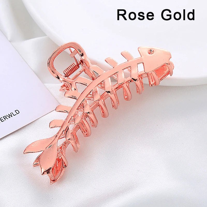 Large Metal Hair Claw Clip Fish Bone Irregular Hairpins Punk Style Silver Hair Claws Barrettes Women HairClips Hair Acce - AltBrat