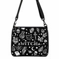 Gothic Cat Printed Shoulder Bag Halloween Fabric Crossbody Bag Versatile Small Square Purse Simple and Stylish Women's H