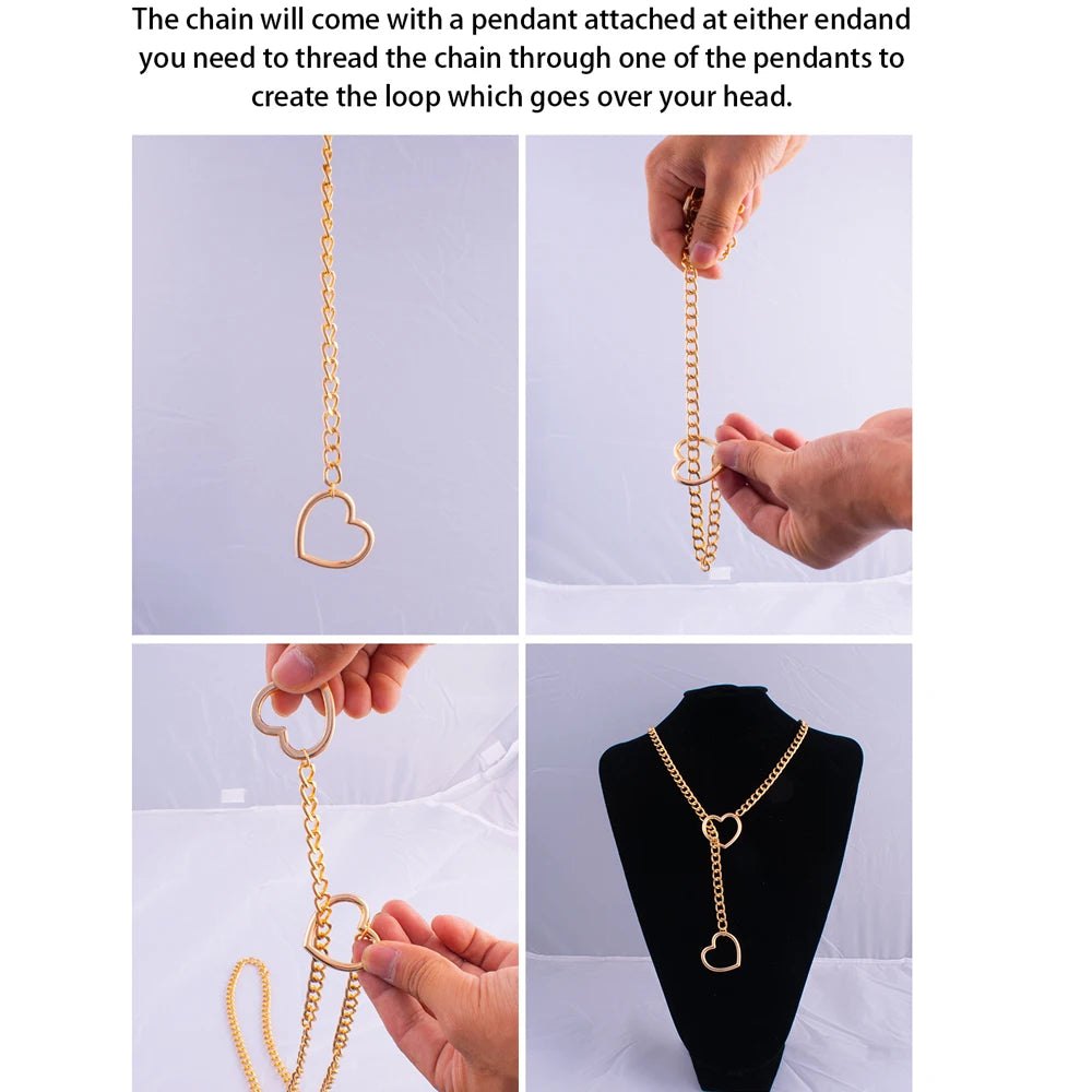 Heart Slip Chain Necklace For Women Fashion Punk Rock Goth Choker Jewelry Accessories - AltBrat