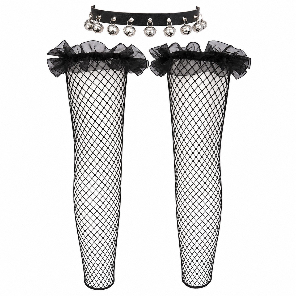 Black Leather Cat Bell Leg Garter