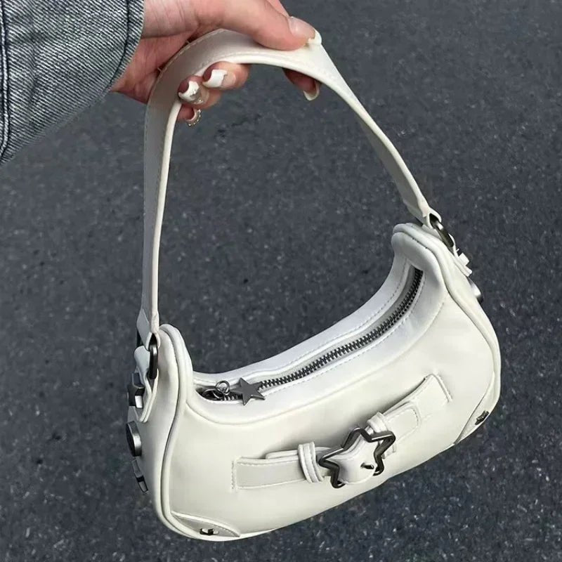 Y2K Korean Gothic Star Girl Black Handbag Harajuku Aesthetic Vintage Shoulder Crossbody Bag Trendy Women Messenger Tote  - AltBrat