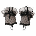Black Lace Fishnet Wrist Gloves with Bow