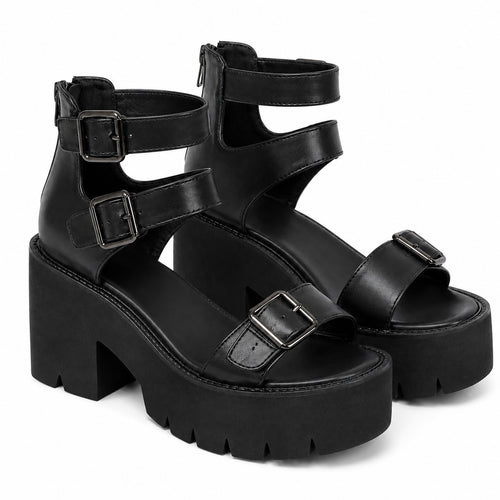 Brand Cool Leisure Platform Chunky Heels Gladiator Gothic Girls Women