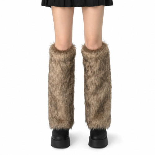 Brown Faux Fur Boot Covers / Leg Warmers — AltBrat