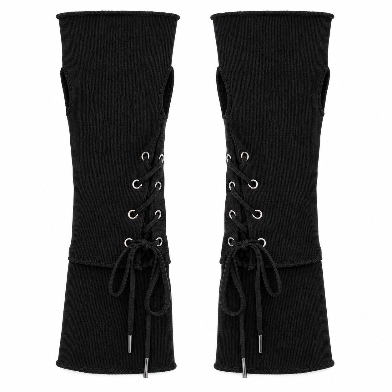 Grommet Strap Fingerless Long Arm Warmers