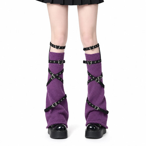 Buckle Harness Knit Flare Leg Warmers — AltBrat