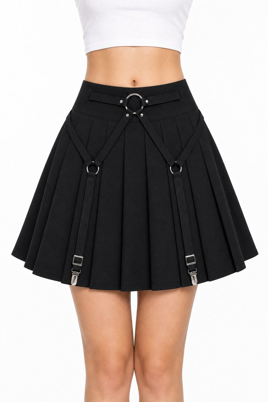 Pleated Skirt with Garter Harness & Sock Clips - AltBrat