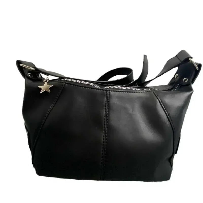 Y2K Korean Gothic Star Girl Black Handbag Harajuku Aesthetic Vintage Shoulder Crossbody Bag Trendy Women Messenger Tote  - AltBrat