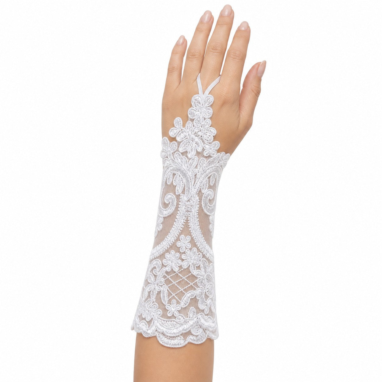 Short Lace Gloves with Hook Gothic Fingerless Glove Cuffs Em worn - AltBrat