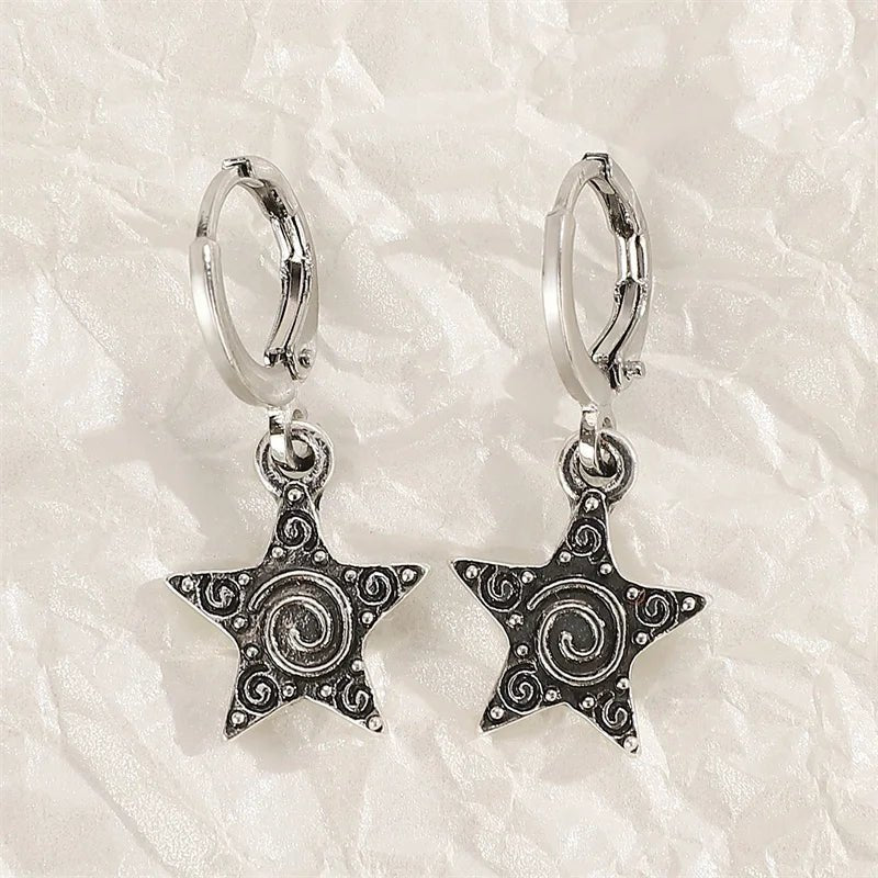 Goth Vintage Cute Bowknot Pink Strawberry Heart Star Pendant Earrings Egirl Gothic 2000s Y2K EMO Rave Jewelry Scene Acce - AltBrat