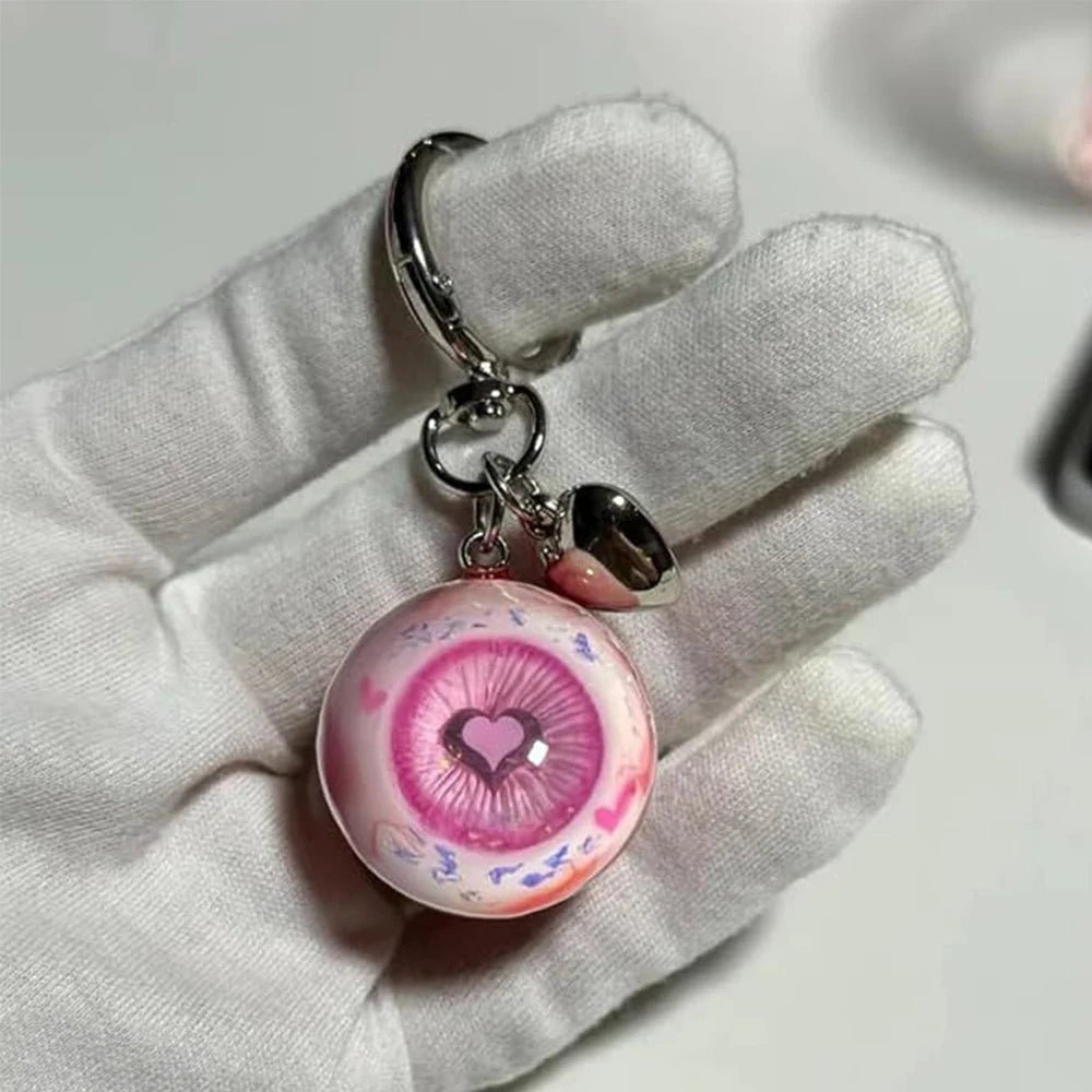 Gothic Demon Eye Keychain Resin Heart Shaped Buckle Pendant Halloween Charms Keyring Party Backpack Decor Jewelry Access - AltBrat