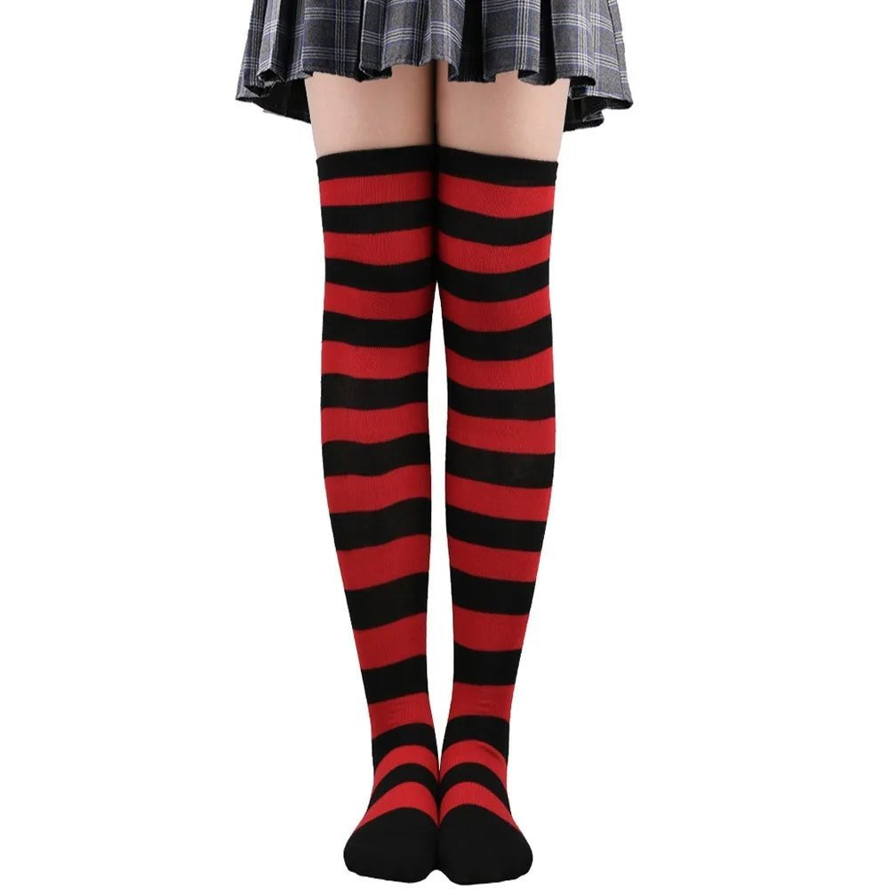 Gothic Letter Print Thigh-High Socks - AltBrat
