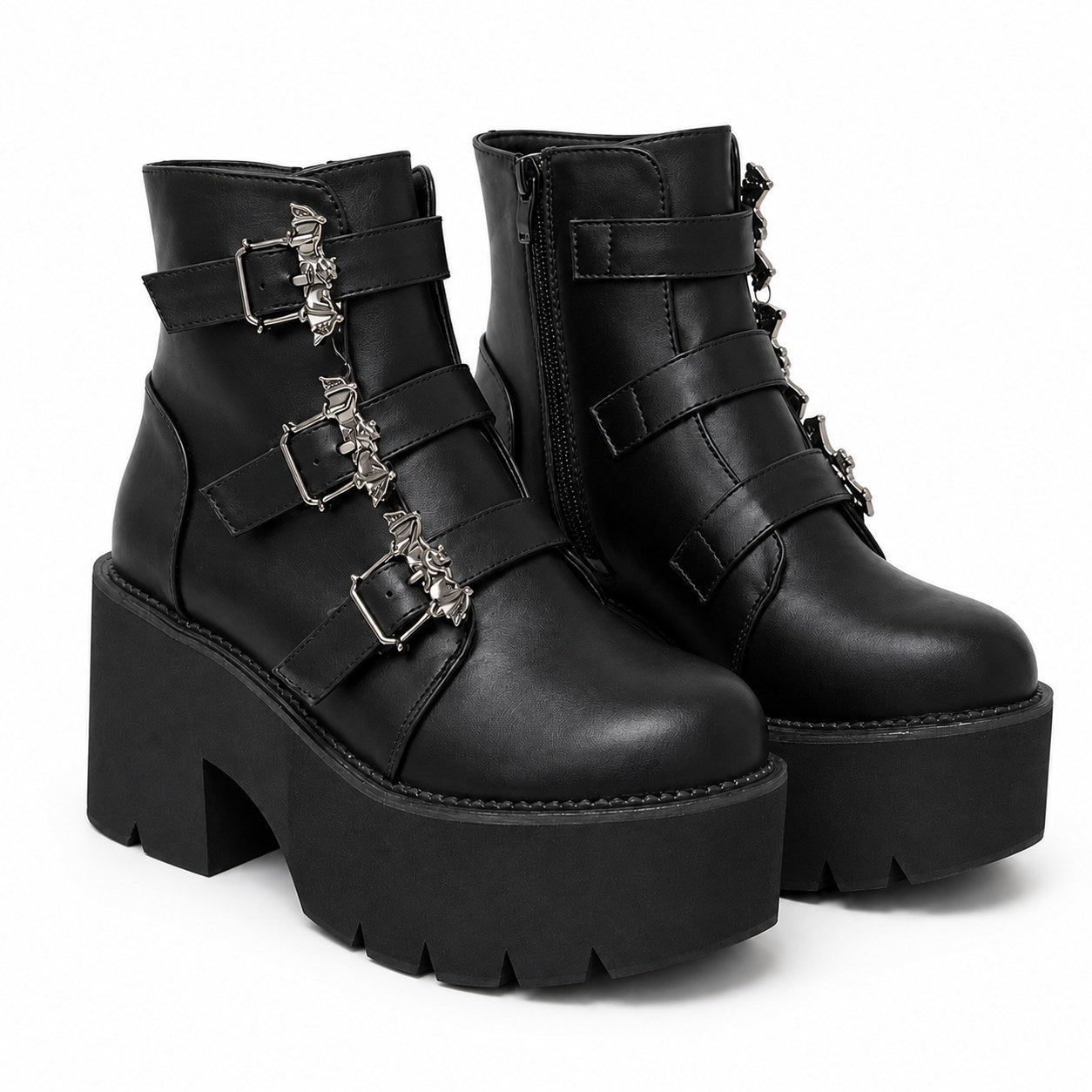 Gothic Street Punk Plus Size Matte Boots - AltBrat