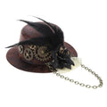 Steampunk Mini Top Hat Gothic Antique Gear Chains Flower Lace Hair Clip Tiny Bowler Victorian Costume Accessores - AltBrat