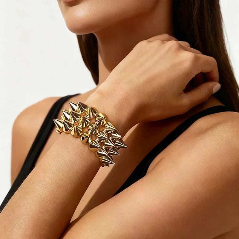 Y2K Jewelry Triple Layer Stud Spiked Bracelet Punk Grunge Cool Fashion Bracelets For Women Goth Accessoriess - AltBrat