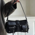 Y2K Korean Women Harajuku Vintage Gothic Black Hand Bag Aesthetic Elegant Punk Wallet Purse Handbags Shoulder Trend Tote - AltBrat