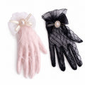 Gothic Black White Lace Gloves Lovely Soft Lace Flower Lace Gloves Gothic Lolita Mesh Bow Glove Cosplay