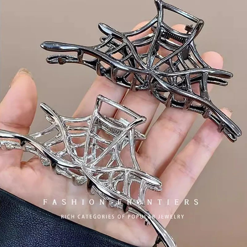 Punk Halloween Spider Skeleton Hand Hair Claw Clips for Women Metal Shark Clamp Gothic Crab Holiday Hair Accessories Gir - AltBrat