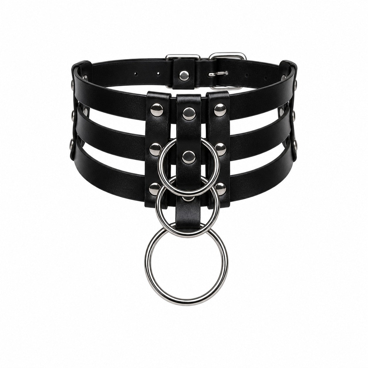 Gothic Adjustable PU Leather Choker with Metallic Studs for Daily Wear, Parties, Holiday Festivities,Party Accessory