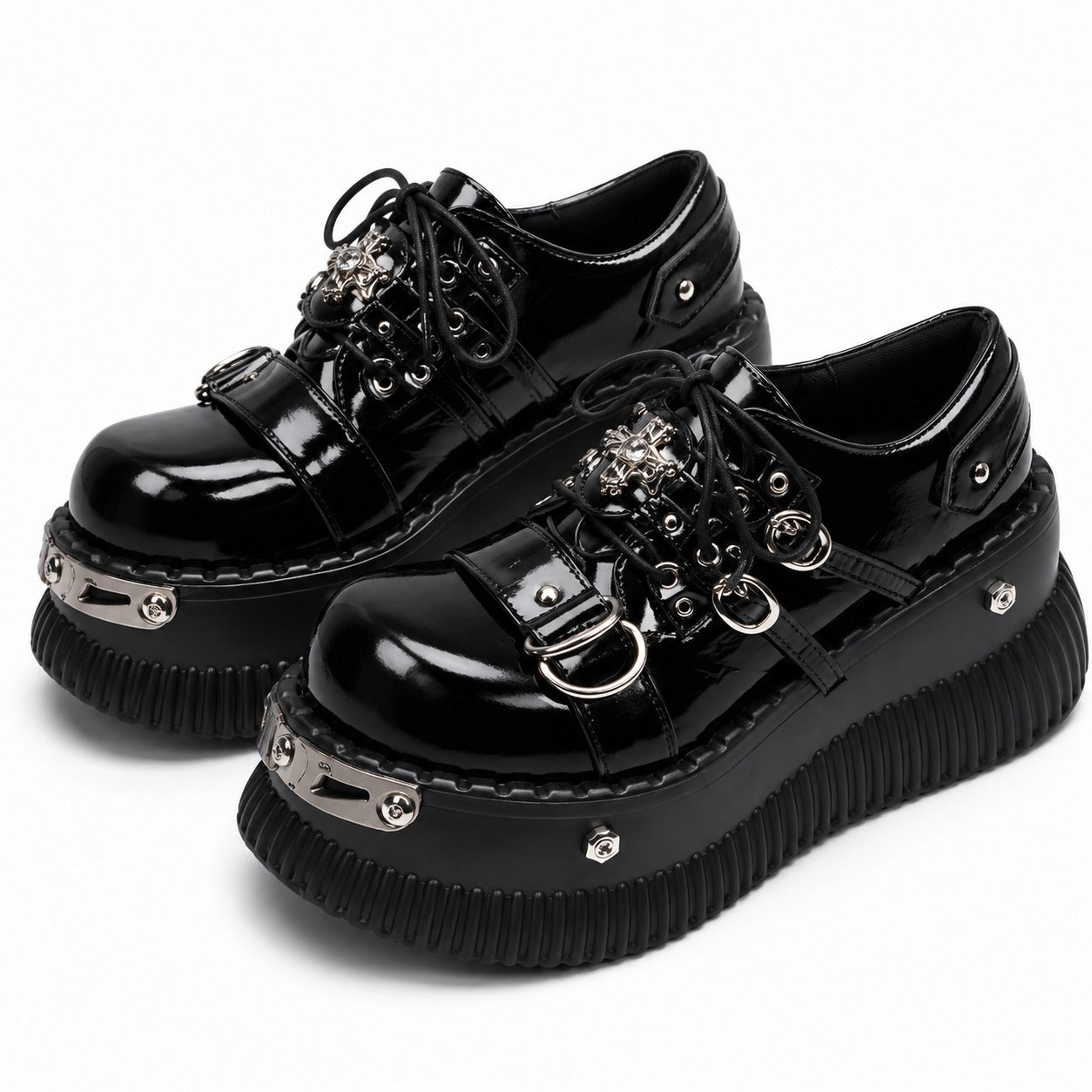 Chunky Black Platform Loafer Shoes — AltBrat