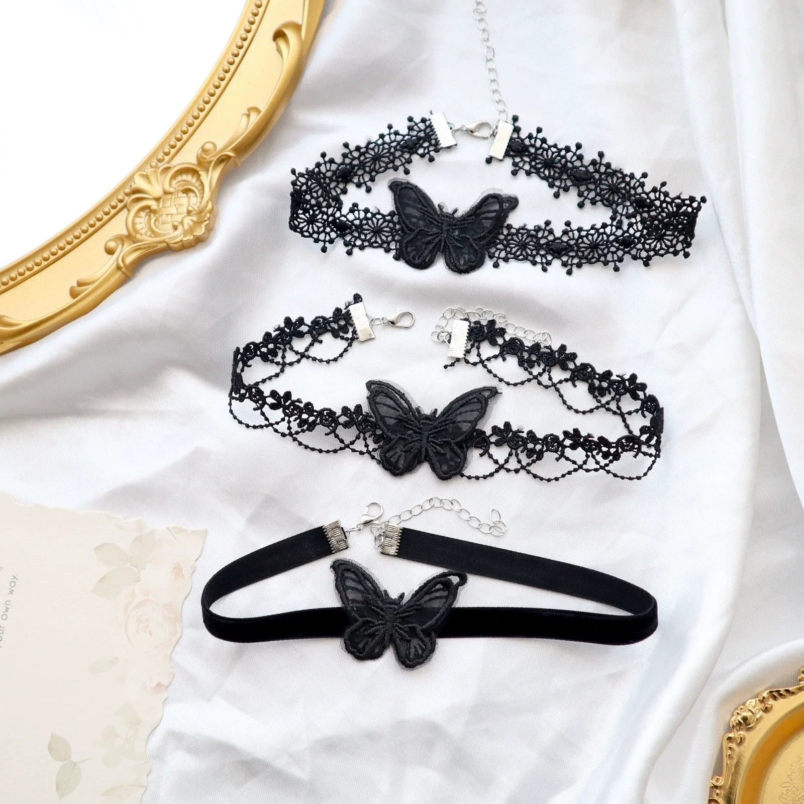 Gothic Lolita Black Lace short chain Choker Sexy Tassels Necklace Hollow out Big Rose Flower Punk Handmade Wedding Jewel - AltBrat