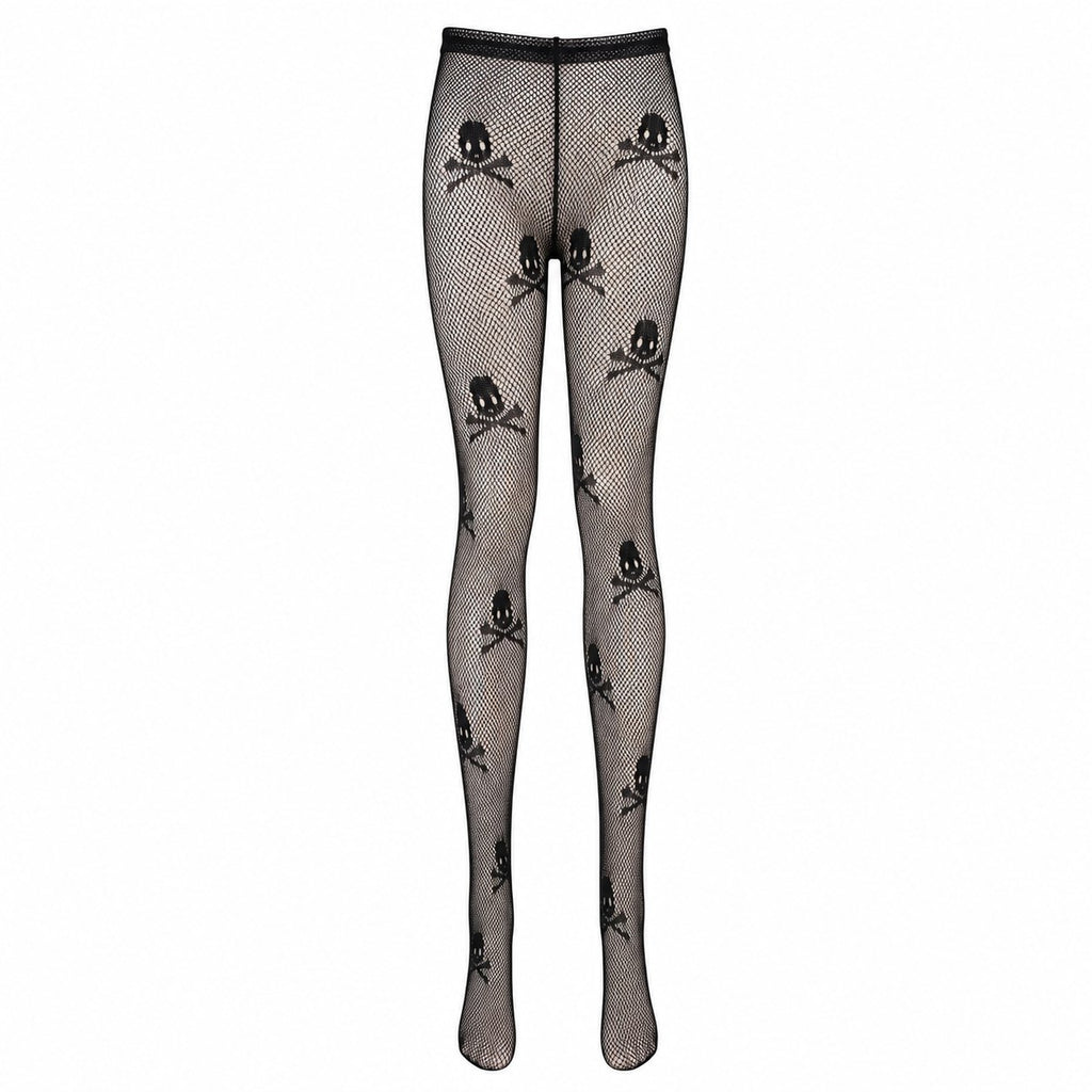 Skull Pattern Fishnet Tights - AltBrat