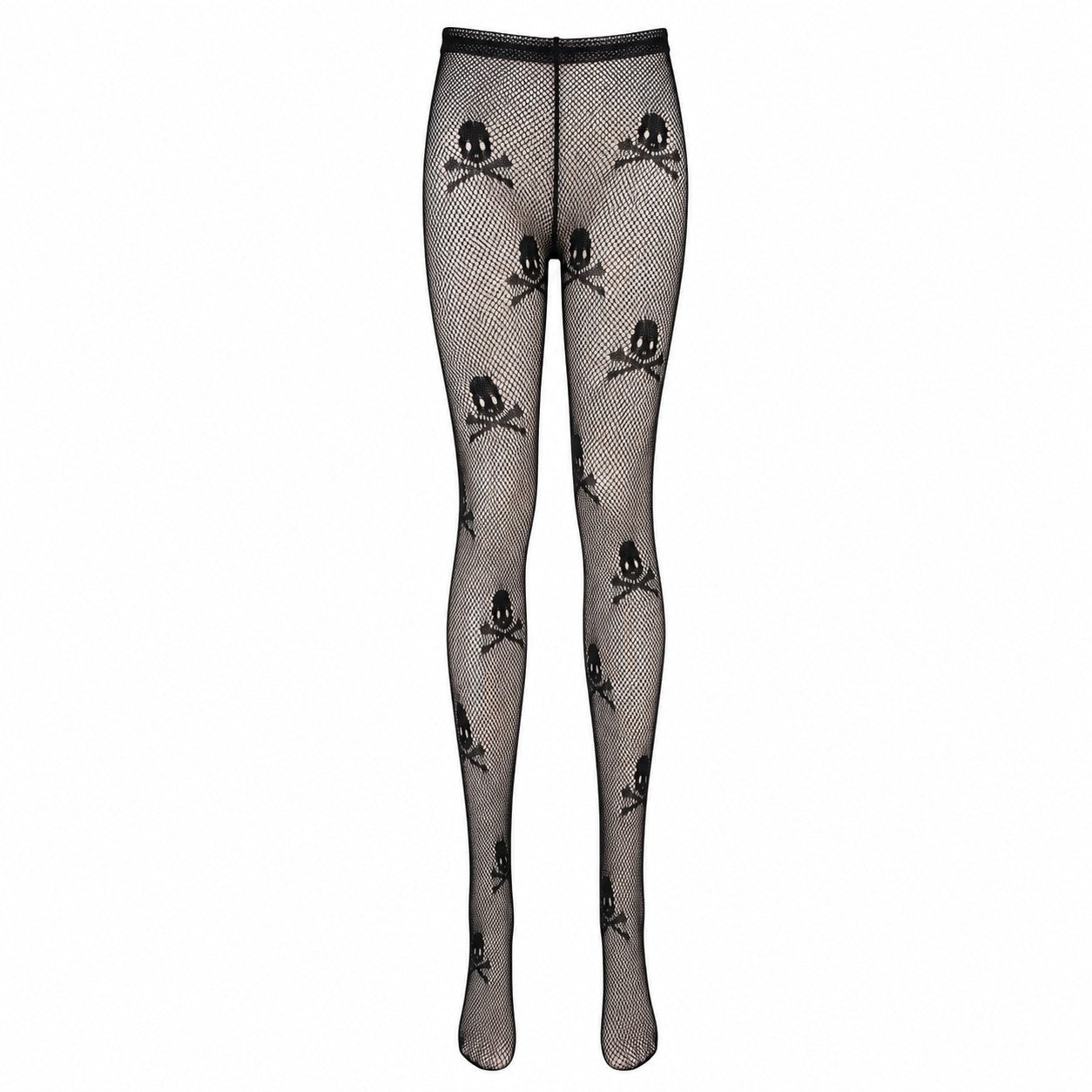 Skull Pattern Fishnet Tights - AltBrat
