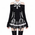 AltBrat Sweet Y2K Lolita off-shoulder knit top and plaid skirt set