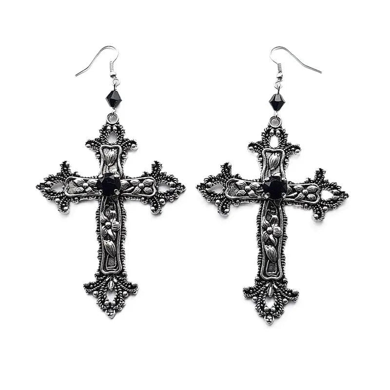Gothic Cross Pendant Earrings - AltBrat