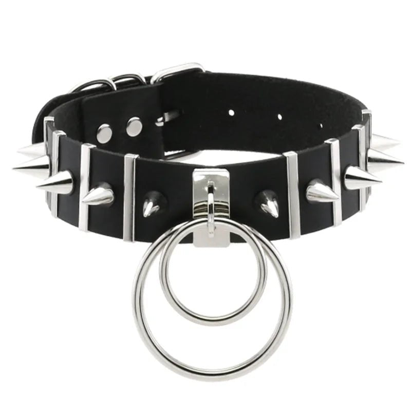 1Pc Harajuku Gothic Spike Rivet Star Necklaces Collares Hip Hop Rock Black Bowknot PU Lace Leather Sexy Y2K Girl Choker  - AltBrat
