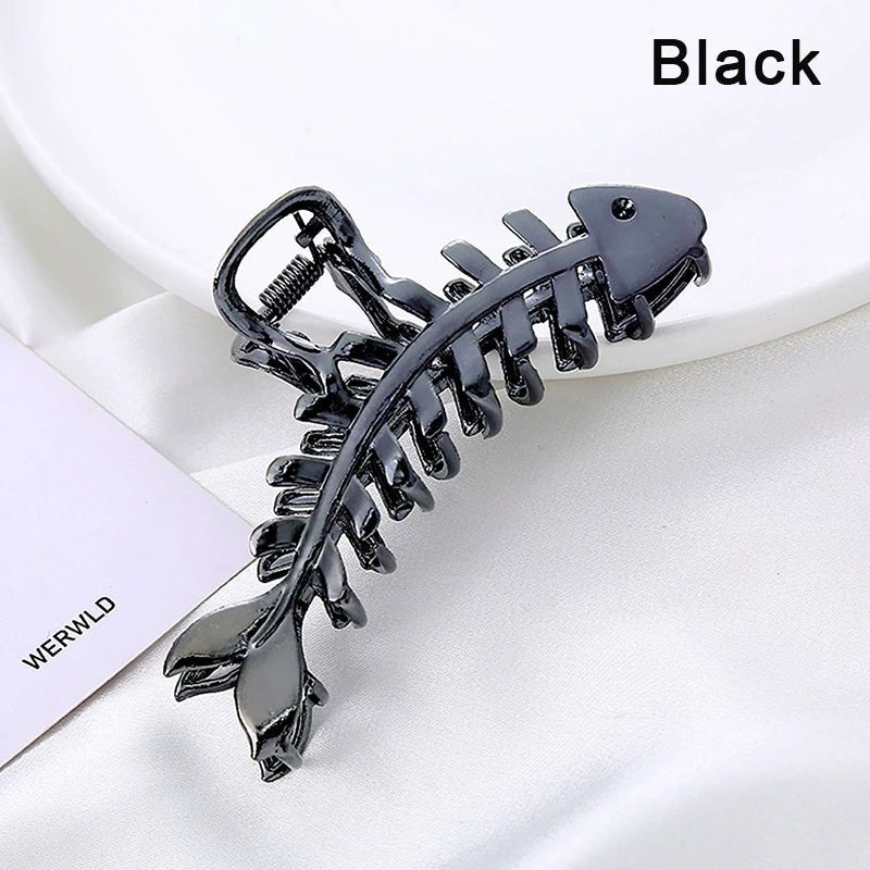 Large Metal Hair Claw Clip Fish Bone Irregular Hairpins Punk Style Silver Hair Claws Barrettes Women HairClips Hair Acce - AltBrat