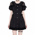 Bow Lace Heart Button Lolita Dress - AltBrat