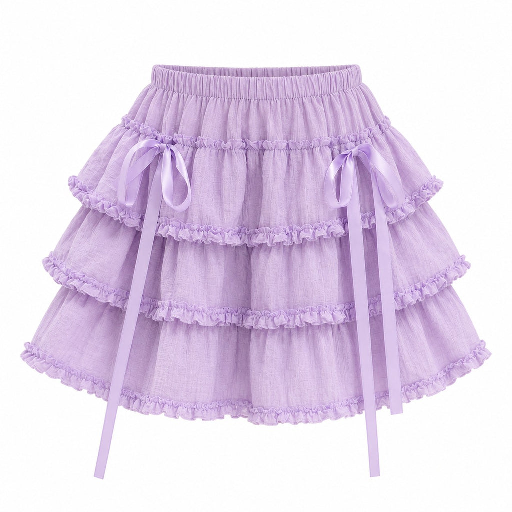 Tiered Ruffle Cake Mini Skirt with Ribbon Ties product - AltBrat