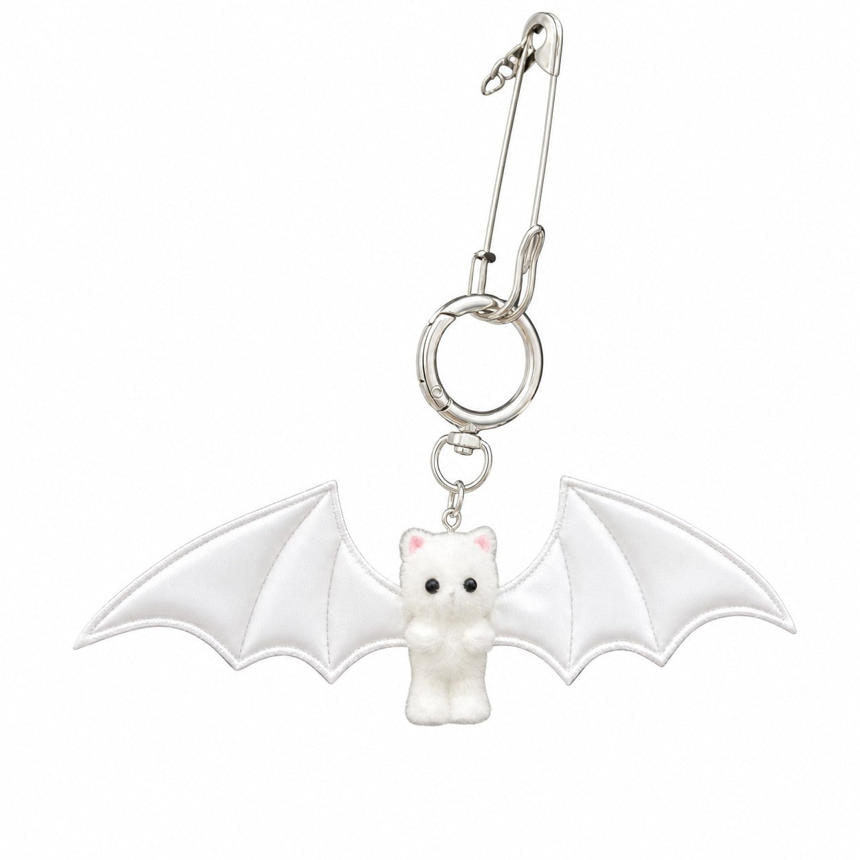 Winged Bat Kitty Plush Keychain Charm