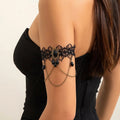 Black Lace Crystal Pendant Arm Bracelet For Women Gothic Tassel Cuff Bangle Fashion Jewelry Party Female Accessories Gif - AltBrat